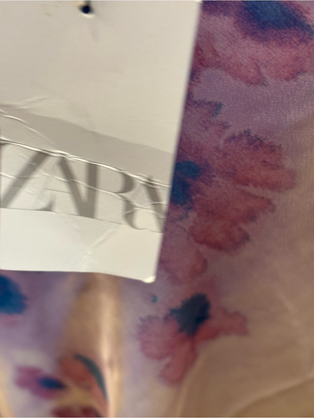 NWT Zara Blush Maxi Slip Dress with Blue-Purple Tie dye Floral Print- S - Picture 11 of 11